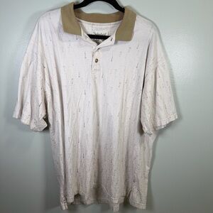 Sedgefield Mens Golf Polo Shirt XL White Tan Golf‎ Tee Print Cotton Short Sleeve